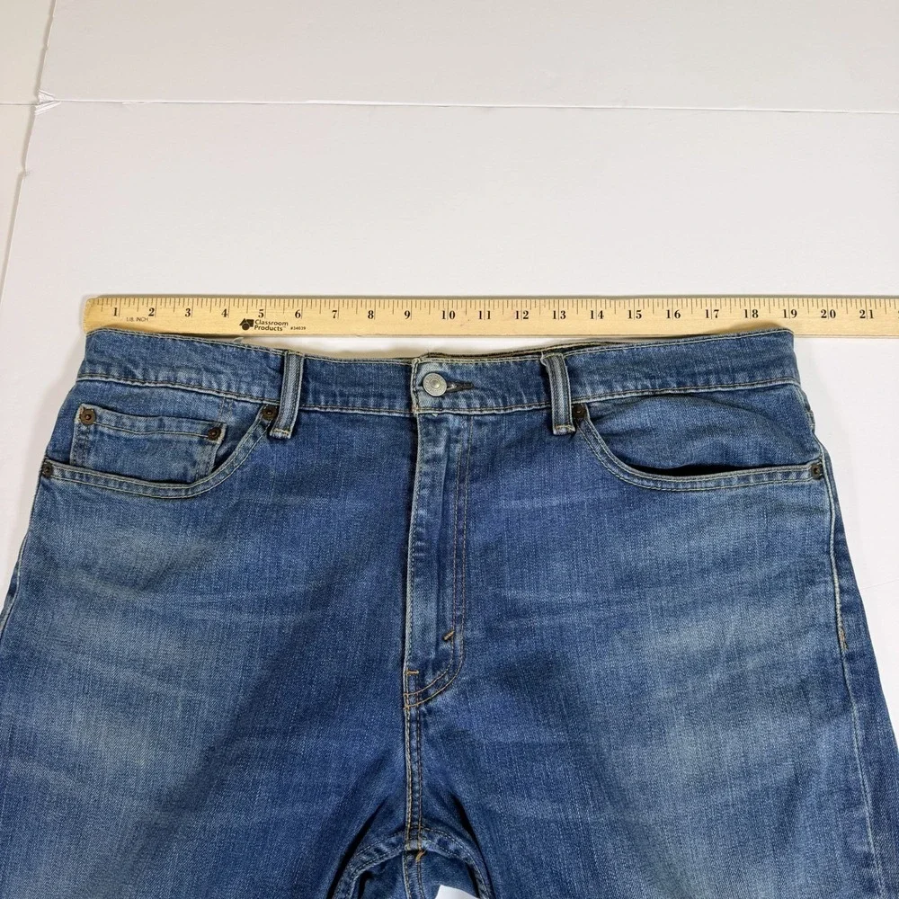 Levi's 511 Jeans Mens 38x34 Blue Denim Whiskered Stretch Distressed Straight Leg